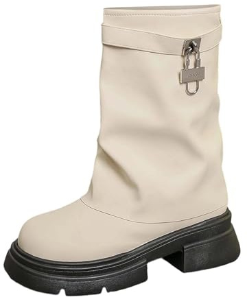 Donna Impermeabile Stivali Boots Antiscivolo da Pioggia Alti Stivaletto Wide Fit con Plateau Western Neve Invernali per Casa Interno Esterno