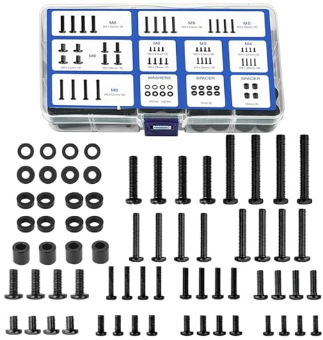 TV Bracket Screws, 68pcs Mounting Screw Kit, M4 M5 M6 M8 Bolts for Universal Vesa TV Stand & M-ount, T-V Mount & T-V Bracket Bolts, Screws, Spacers, Washers for Any Wall Mount or Stand
