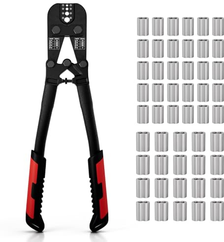 Sanuke Kit d'outils à sertir pour câbles métalliques, manchons ovales en cuivre, aluminium, doubles, cavité de sertissage 3/64, 1/16, 3/32, 1/8