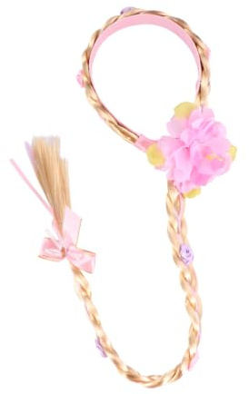 Serrage-tête Postiche à Longues Tresses pour Garçon et Filles, Rose | Fibre Chimique, Décoratif pour Fête, Accessoire Créatif, Accessoire Photo pour Garçon et Filles