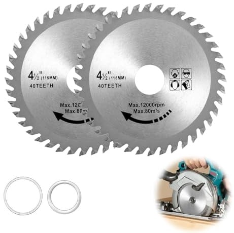 2 Stück Sägeblatt 115mm für Winkelschleifer,115 x 22.2 mm Sägeblatt Top Qualität Kreissägeblatt,40 Zähne Sägeblatt Kreissägeblatt für Holz,Aluminium Kupfer,TCT Kreissägeblätter,für Metall,Holz,Stein