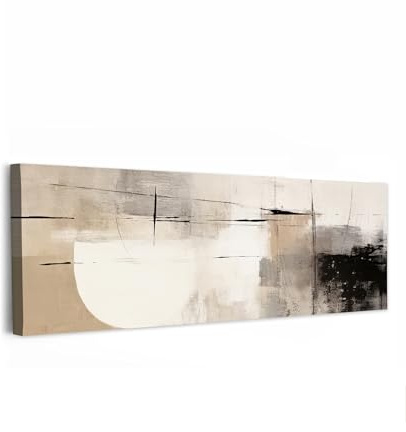 MuchoWow© Wandbilder Schlafzimmer Home Deko XXL Wandbild Wohnung Bild | 150x50 cm - Wohnzimmer Fotoleinwand Panorama Leinwand Wall Decor Groß Abstrakte Kunst - Grau