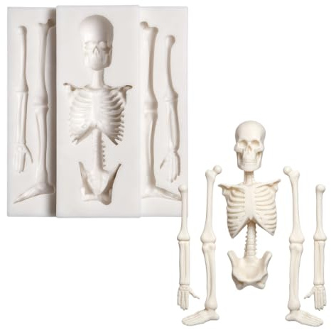 Silikonform eines Skeletts für Halloween, Totenkopf-Motiv | Flexibel und leicht zu reinigen; ideal für Mottopartys, Tortendekorationen, Cupcake-Verzierungen und Modelliermasse