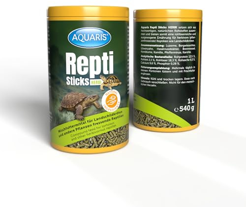 AQUARIS Repti Sticks Herbi – Nourriture Naturelle pour Tortues terrestres et Reptiles herbivores – 100% végétale, Riche en Fibres & Facile à digérer – 1 L
