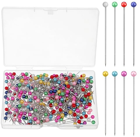 300 Stück Stecknadeln mit Kopf, Bunt Glaskopf Edelstahl Stecknadeln Lang Stecknadel, Nähen Abstecknadeln Stecknadelns mit Kopf für Basteln Nähen Säumen Craft Jewelry Komponenten Dekoration