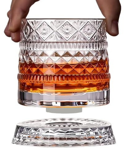 Vaso de whisky giratorio, copa de cóctel, taza de whisky, para bar, cumpleaños, vacaciones, día del padre, reunión familiar, degustación banquetes