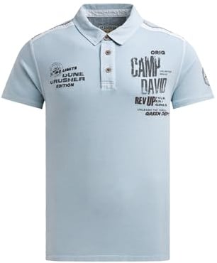 Camp David Herren Pikee-Polo mit Tapes, Prints und Stickereien