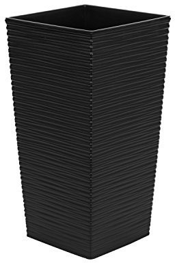 Haut 57 cm pot de fleur en plastique Finezja sculpté, en noir