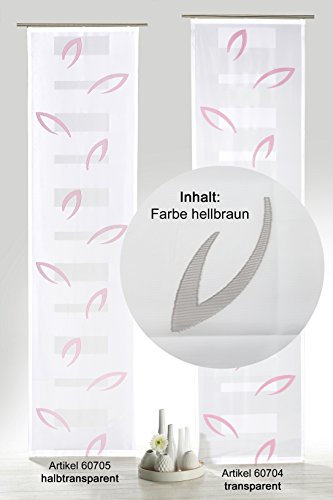 fashion and joy Flächenvorhang Blätter in Taupe braun halbtransparent inkl. Universal-Zubehör HxB 245x60 cm - Schiebegardine Web-Scherli Gardine Typ412