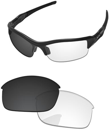 PapaViva Replacement Lenses for Oakley Flak Jacket OO9008 63mm Sunglass Eclipse Gray Photochromic Non-polarized