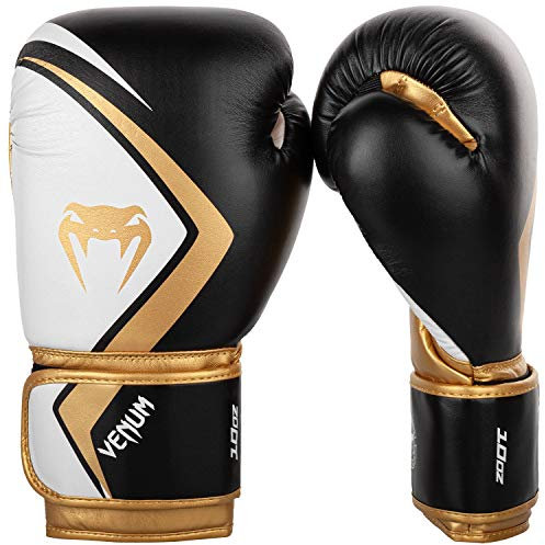 Venum Contender 2.0 Boxhandschuhe, Unisex, Erwachsene, Schwarz/Weiß-Gold, 454 g