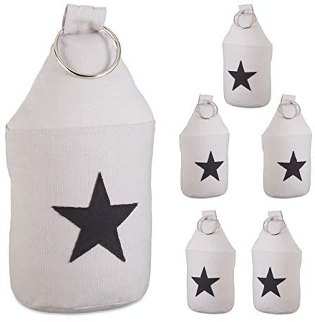 Relaxdays 3er Set Türstopper Stern, Türpuffer Stoff, Türsack Boden, extra hoch, mit Griff, dekorativ, HxD: 23 x 11 cm, grau