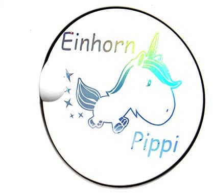 Finest Folia Einhorn Pippi Unicorn Dekor Set Hologramm 13cm x 11cm Tankdeckel Premium Dekor T Shirt Tasse (K073 Hologramm)