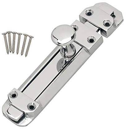 Premium Flat Slide Door Bolt 4 Polished Chrome