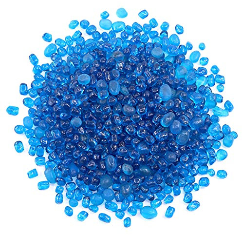 Lot de 8 pierres en verre non toxiques pour vase, décoration de table, pour aquarium 500 g/sac. Light Blue Glass Stones