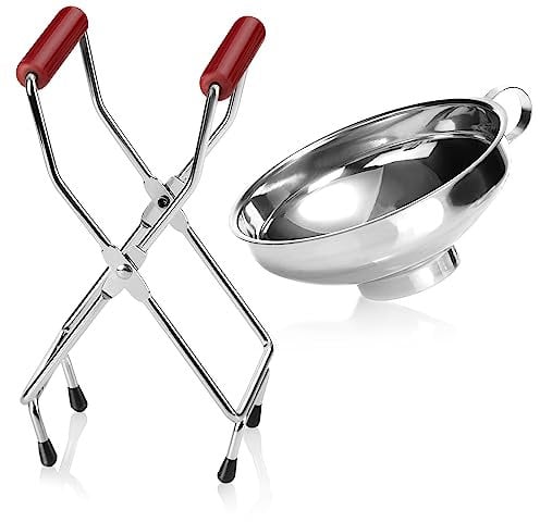 com-four® 2-teiliges Einkoch-Set aus Glasheber und Einmachtrichter - Greifzange für heiße Einmachgläser - Trichter zum Abfüllen beim Einkochen (Starterset - 2-teilig)