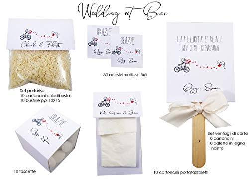 Set Addobbi in Carta Matrimonio Decorazioni Location Nozze ventagli Porta Riso (Bici)
