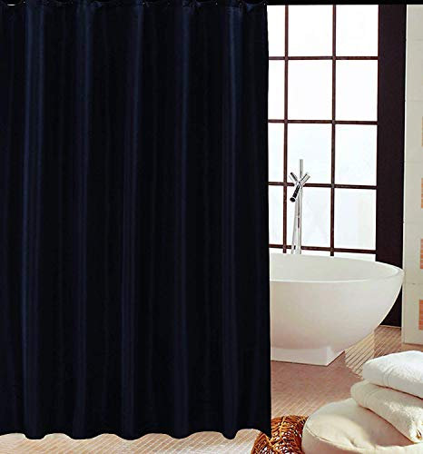 KAV Polyester Shower Curtain - Mould and Mildew Resistant, Soft Fabric, Machine Washable - Available in Black Colour with 12 Matching Hooks - Size 180 x 180CM (71x 71 Inch)