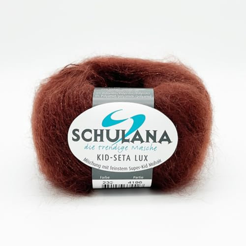 Mohair Wolle zum Stricken und Häkeln I 71% Mohair (Super-Kid), 20% Seide, 9% Polyamid I 25g/ca. 210m Rotbraun I Kid Seta Lux Garn für Schals, Tücher, feine Cardigans und Accessoires