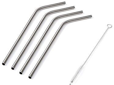NutriBullet Pack of 4 Metal Drinking Straws 1.68ml Silver