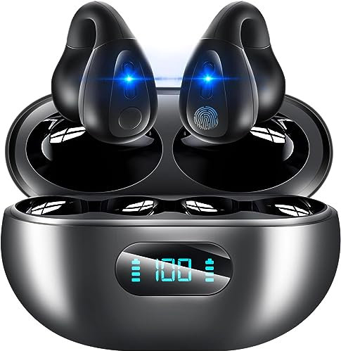 Ecouteurs Bluetooth sans Fil Sport,Écouteurs à Oreilles Ouvertes,Bluetooth 5.3 Casque Conduction Osseuse Clip d'oreille Écouteur sans Fil Hi-FI Stéréo,Étanchéité IPX7 pour iphone Android Samsung