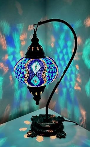 Samarkand - Lights Mosaik - Stehlampe L Tischlampe Mosaiklampe blau Handgefertigte Mosaiklampe Orientalische Türkische Marokkanische Dekorative Mosaik Tischlampe