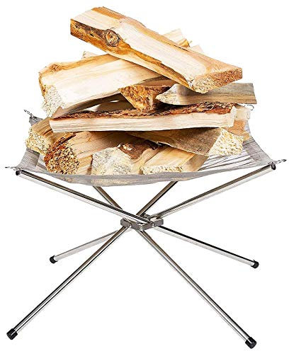 MHGLOVES Camping Feuerstelle Feuerschale Klein, Mobile Edelstahl Faltbare Feuerschalen Leicht Handlich Feuerkörbe Für Camping, Outdoor, Terrasse, Garten Und Grill (42X42x45cm)