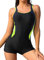 SHEKINI Maillots de Bain Femme Une Pièce Racerback Classique Sports Amincissant Bikini 1 Pièce Grande Taille Legsuit Boxershorts (M,Noir-B)