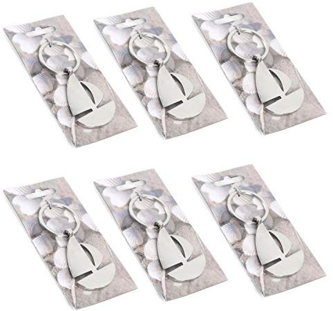 Logbuch-Verlag 6 kleine Schlüsselanhänger Segelboot aus Metall 9 cm - mini Geschenk Gäste Kunden einer Segelschule