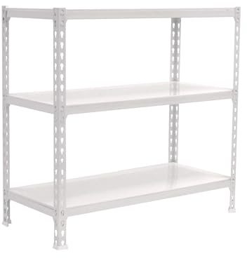 Simon Rack Metallregal 900x1100x500 mm - Simonclick | 3 Höhen, Metallablage, Biegepunkt 200 kg, Korrosionsschutzlackierung, Klicksystem-Montage, Weiss