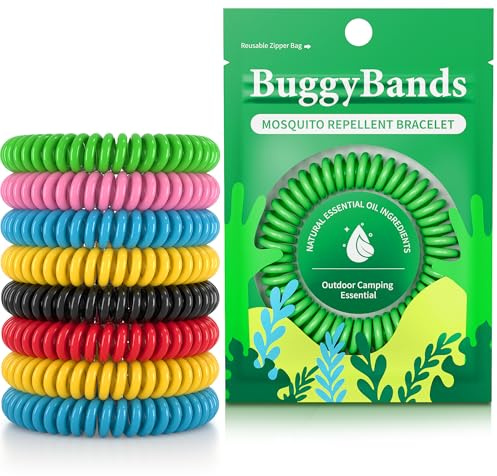 BuggyBands 12 Pack Mosquito Repellent Bracelets for Adults & Kids, Individually Wrapped, DEET Free, Natural and Waterproof Band