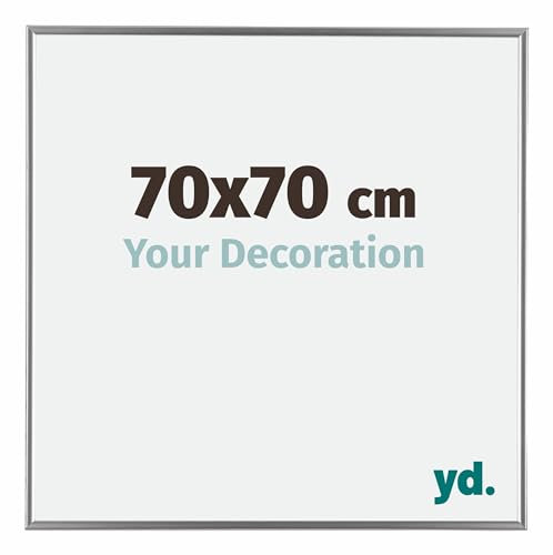 Your Decoration - Cadre photo 70x70 cm - Argent Brillant - Cadre Photo en Plastique Avec Verre acrylique - Anti-Reflet - Cadre 70x70 - Evry