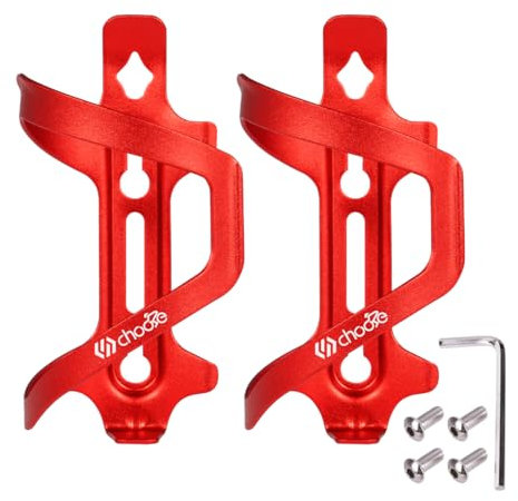 Chooee Bicycle Water Bottle Cage,Aluminum Bike Water Bottle Holder for Road Bikes Mountain Bikes 2-Pack Red