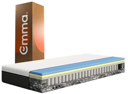 Emma Original Hybrid Matratze 160x200 cm - 25 cm Hoch, Mittelweich H2 – Taschenfederkernmatratze mit Memory Foam & Kaltschaum, 5-Zonen-Unterstützung, Druckentlastend, Atmungsaktiv, Waschbarer Bezug