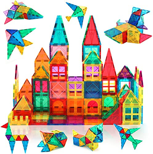 Magnetic Building Blocks 60PCS Magnetic Tiles for Kids Stronger Magnet Toys STEM Creative Construction Toys for 3 4 5 6 7 8 Year Old Boys Girls Educational Birthday Gift for Kids Age 3+