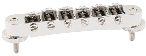 Musiclily Pro 10,4mm Chevalet Rouleaux Roller ABR Tune-O-Matic Bridge avec Pivot M4 pour Guitare électrique Les Paul, Nickel