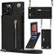 Hadwii Hülle für iPhone 11 Pro Hülle Leder mit Band und Brieftasche, Kartenfächern Standfunktion Handyhülle Handytasche zum Umhängen Einstellbar Abnehmbar Necklace Schutzhülle, Schwarz