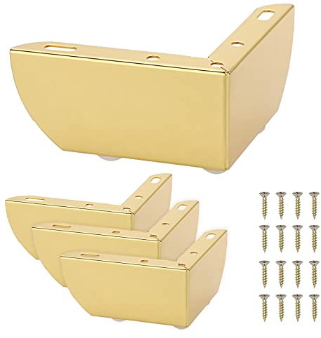 SUMNACON 4 Stück 5cm Möbelfüße aus Stahl Schrankfüße Beine für Stühle Tisch Schrank TV-Schränke Schubladen Sofa Mit Schrauben Möbelbeine Einfachen Montage Dreieck(Golden)