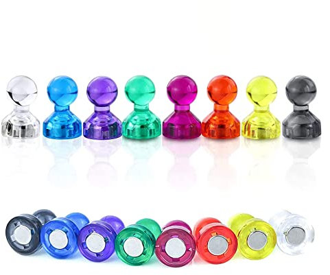 ERBO Whiteboard Magnete Mini Magnete, 16 Stück 8 Farben, Kühlschrank Magnete, 11 x 17mm Kunststoffmagnet, Magnete Stark, Magnete für Magnettafel, Kühlschrank Whiteboard Pinnwand