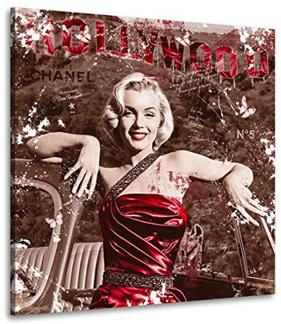 Kunstgestalten24 Leinwandbild Marilyn Monroe Hollywood Hills Retro Wandbild Kunstdruck Raum- u. Wanddeko XXL