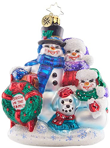 Christopher Radko Handgefertigte europäische Weihnachtsdekoration aus Glas, Schnee in der Familie