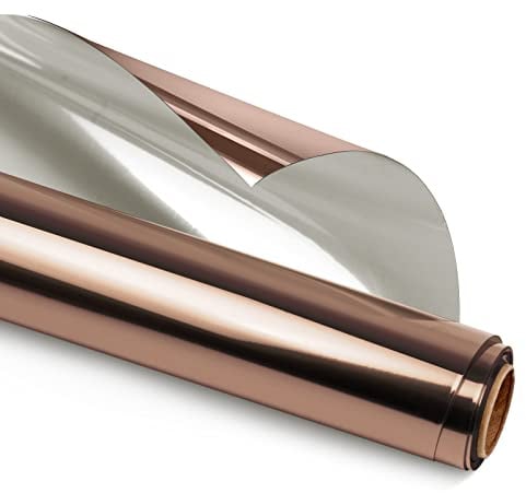 KESPEN One Way Window Film Privacy, Mirror Window Tint Heat Control Non Adhesive, Daytime Privacy Protection Reflective Window Tint For Home, Anti UV Static Cling, Tea-Silver, 44 x 500cm