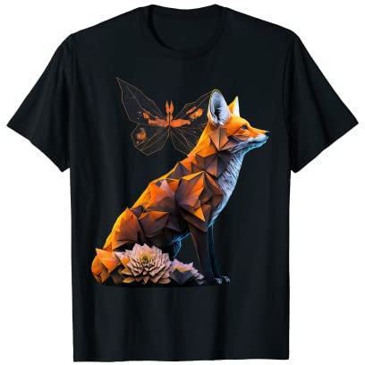 Fuchs Schmetterling Motiv Kunst Tier Fuchs T-Shirt