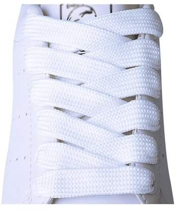 Olukssck 2 Paar- Flach Dicke Schnürsenkel [15mm breit ] Premium Schuhbänder für Turnschuhe, Sportschuhe, Sneakers, Freizeitschuhe, Weiß, 94cm