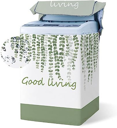 Odot Housse Machine a Laver Chargement par Le Haut, Couvre-Machine Protecteur Anti-Poussière Couverture pour Machine Lave-Linge et Sèche-Linge (Feuilles Vertes,Capacité S 4.5-5.5kg)
