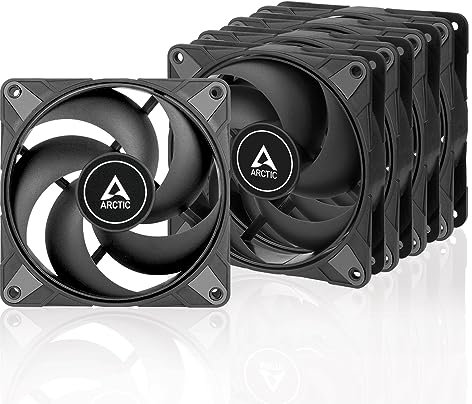 ARCTIC P12 Max (5 Stück) - PC Lüfter, High-Performance 120 mm Gehäuselüfter, PWM-gesteuerte 400-3300 RPM, Optimiert für statischen Druck, 0dB-Mode, Hydrodynamisches Gleitlager - Schwarz