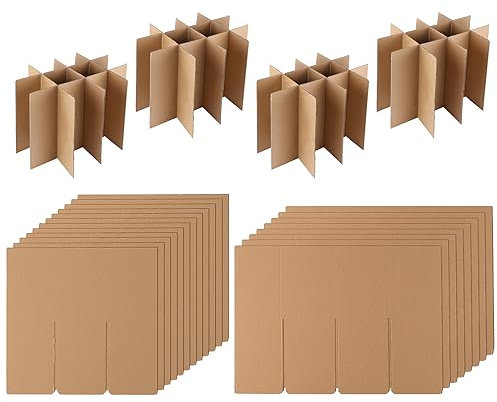 Lot de 4 Cartons Déménagement Cuisine, Emballage Vaisselle Demenagement Séparateurs de Bacs en Carton Ondulé pour Boîtes de 40,6 x 30,5 x 30,5cm (Boîte non Incluse)