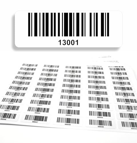 Barcodeetiketten 13001-14000 fortlaufend 5-stellig DGUV Prüfung Barcode Etiketten 1.000 Stck Strichcode Elektrotechnik Code128 selbstklebend 50x17mm (13001-14000)