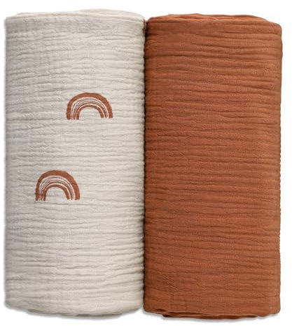 GLLQUEN BABY Pucktücher neugeborenen 2 Stück,Musselin-Baumwolle kinderdecke,95x100cm kuscheldecke für Kinder,Kleinkinder,Kinderbett,Kinderwagen,Junge oder Mädchen babydecke(Hope)