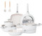 JEETEE Topf und Pfannensets mit abnehmbarem Griff 22-Teilig, Antihaft-Keramik-Pfanneset, Topfset Induktio, Kochtopf Set mit Deckel, ofenfest, PFOS/PFOA frei, Beige